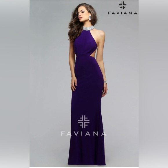 Faviana Women’s Bridal/Prom Purple Maxi Dress Size 4 NWT - Picture 1 of 11